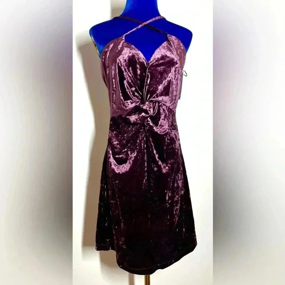 Dex | Crushed Velvet Mini Dress | Violet | Women’s XS - Picture 1 of 3